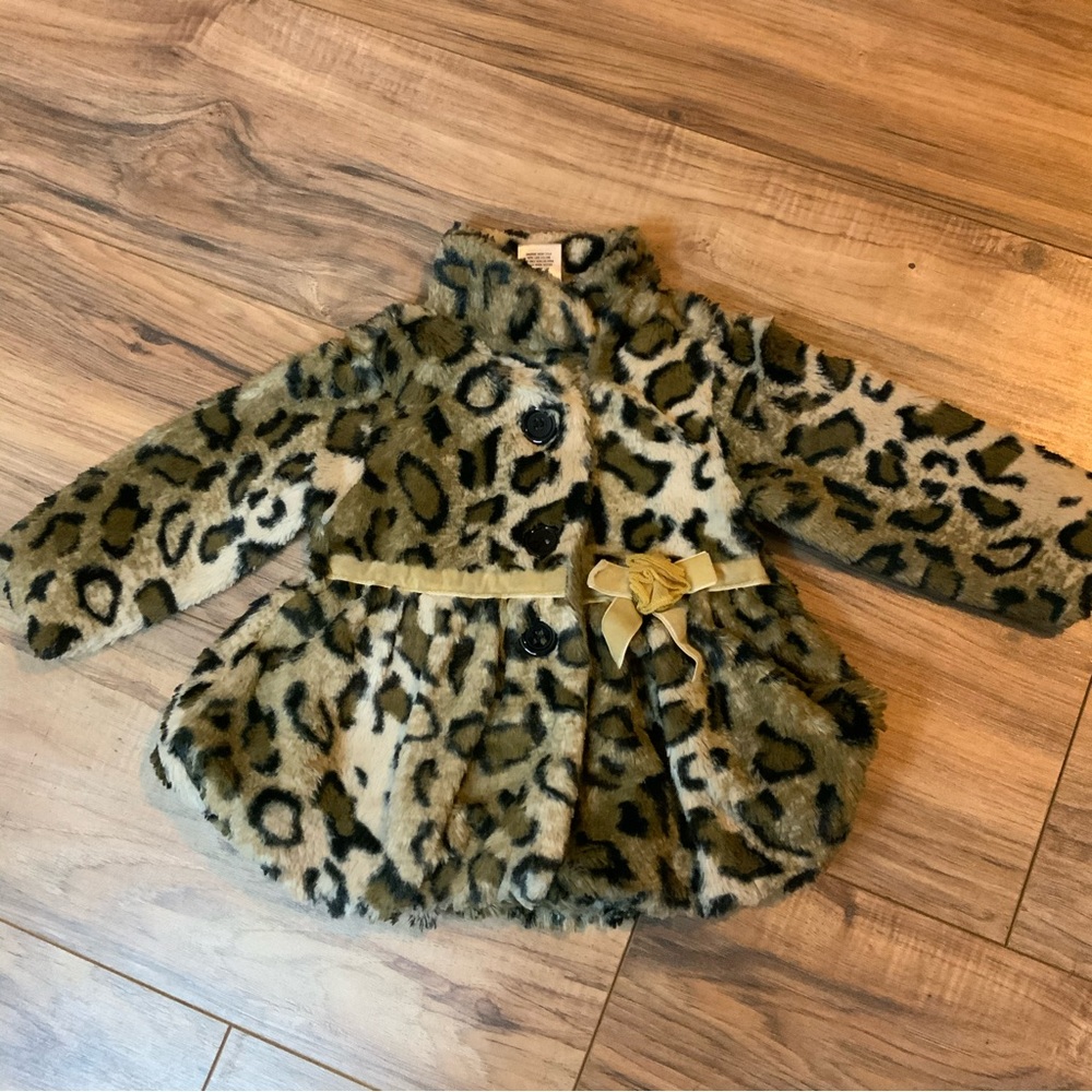 Baby girl leopard print faux fur coat